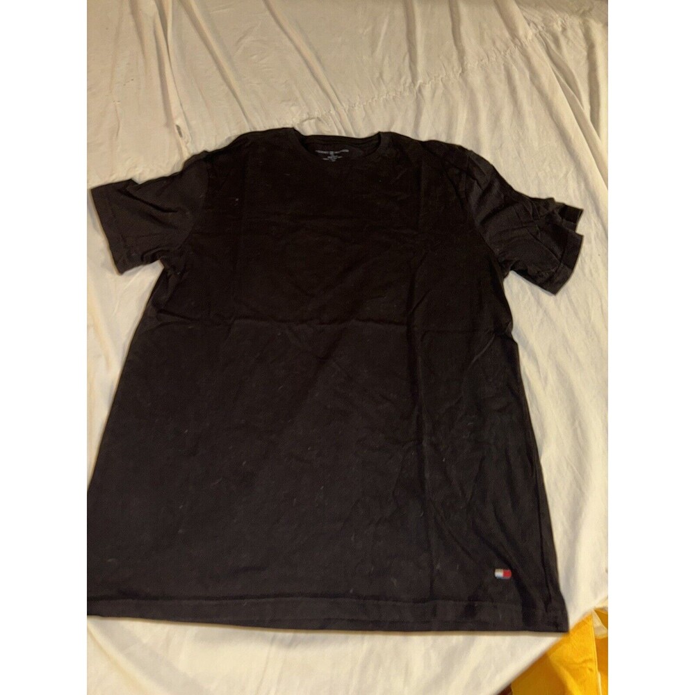 Tommy Hilfiger Shirt Mens L Black Short Sleeve Plain